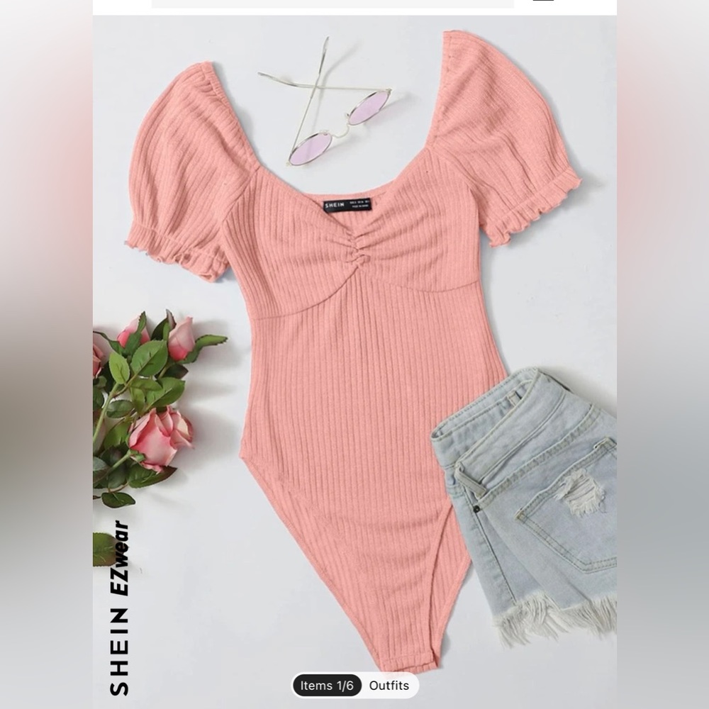 Peach body suit